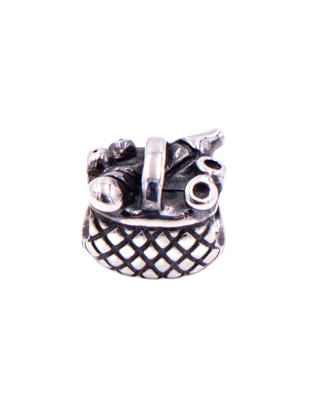Pandora Retired Picnic Basket Sterling Silver Charm